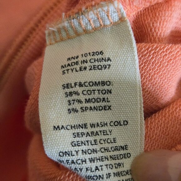 Soft Surroundings Lakshmi Peach Cotton Blend Tunic Top Large Snaps PocketsSize M - Picture 9 of 9